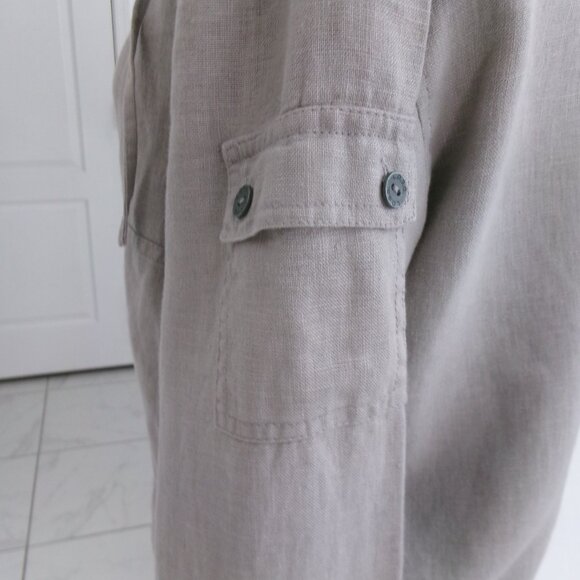 L.O.G.G. Grey Linen Button Down Jacket Large Pockets Washable S Collared Gray - Picture 7 of 12